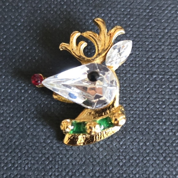 Cookie Lee Genuine Austrian Crystal Rudolph Reindeer Christmas Pin Brooch NWT - Picture 1 of 2
